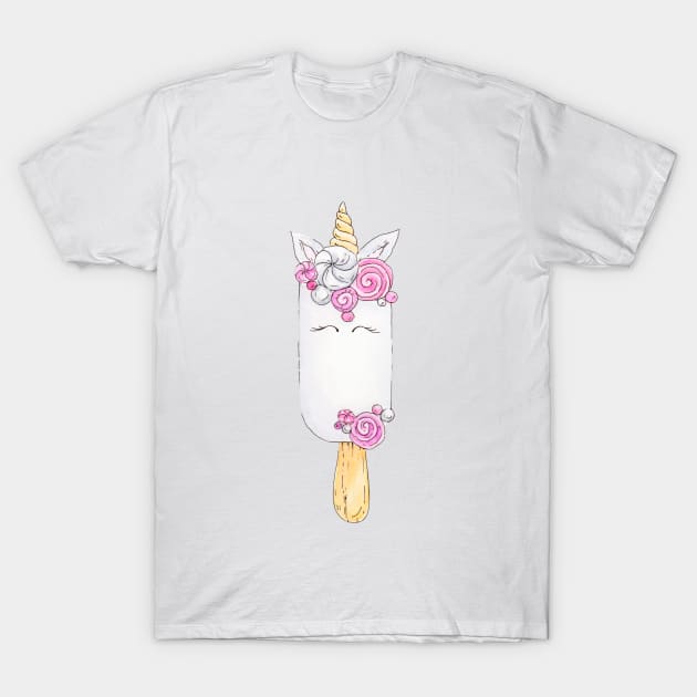 Unicorn-Icecream T-shirt T-Shirt by Derevnina_Art